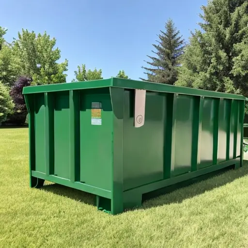 Roll-off dumpster in a backyard